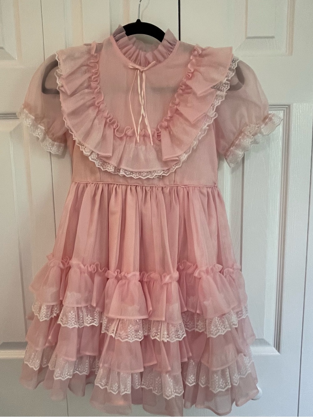 Vintage LILO California Children's Pink Ruffled Party Dress Heirloom Size 8